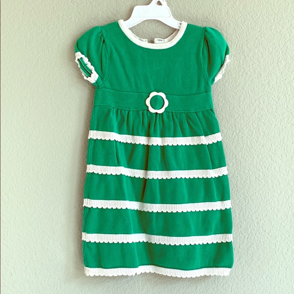 Gymboree green and white knit dress. 4T